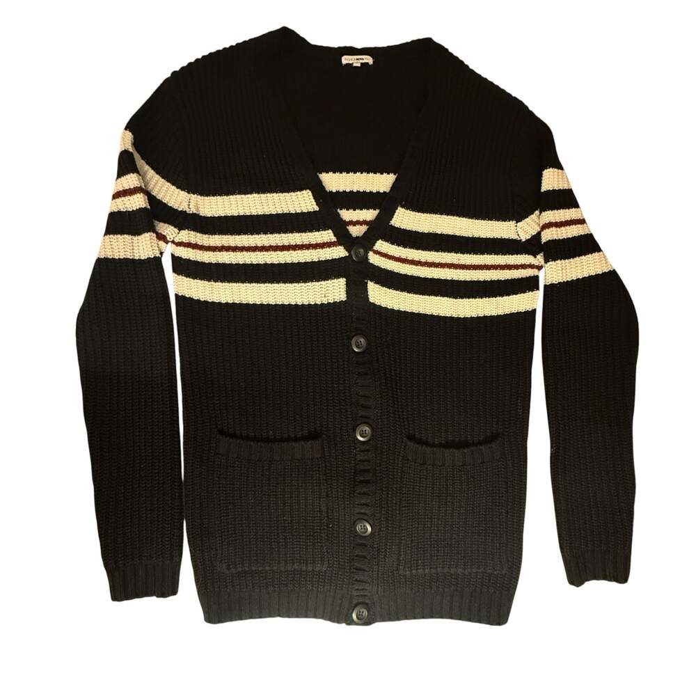 Fashion Nova Men Striped Ribbed Knit Cardigan Size M